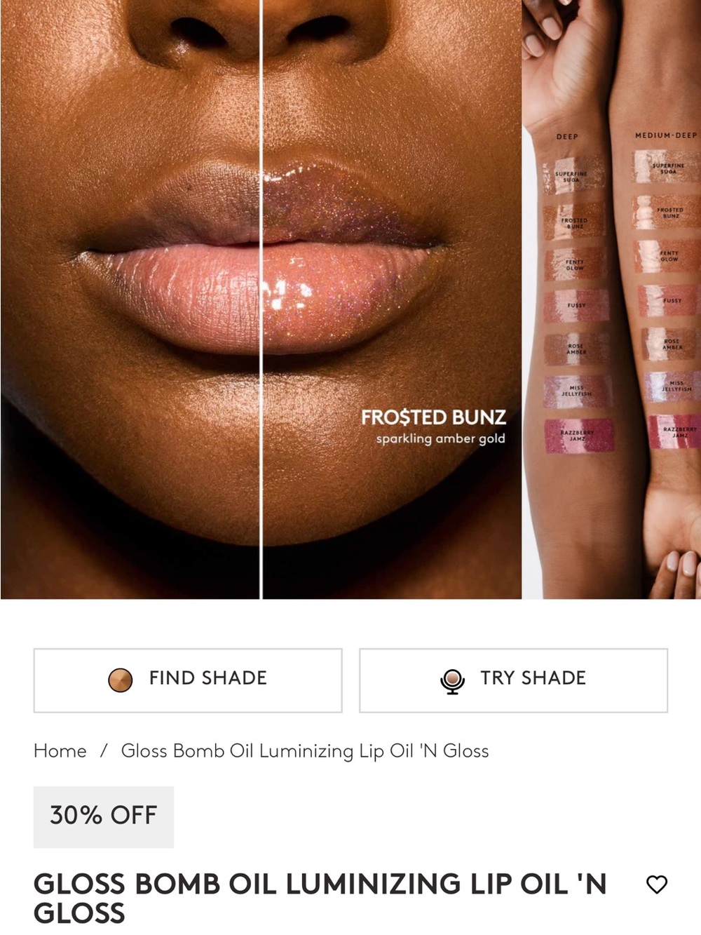Fenty Beauty Gloss Bomb Oil Luminizing Lip Oil- frosted Bunz - Picture 5 of 5